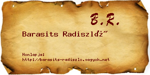 Barasits Radiszló névjegykártya